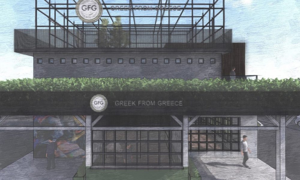 An architectural rendering of a GFG franchise location