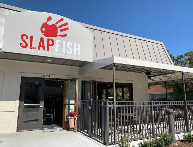 Slapfish Exterior sign and patio
