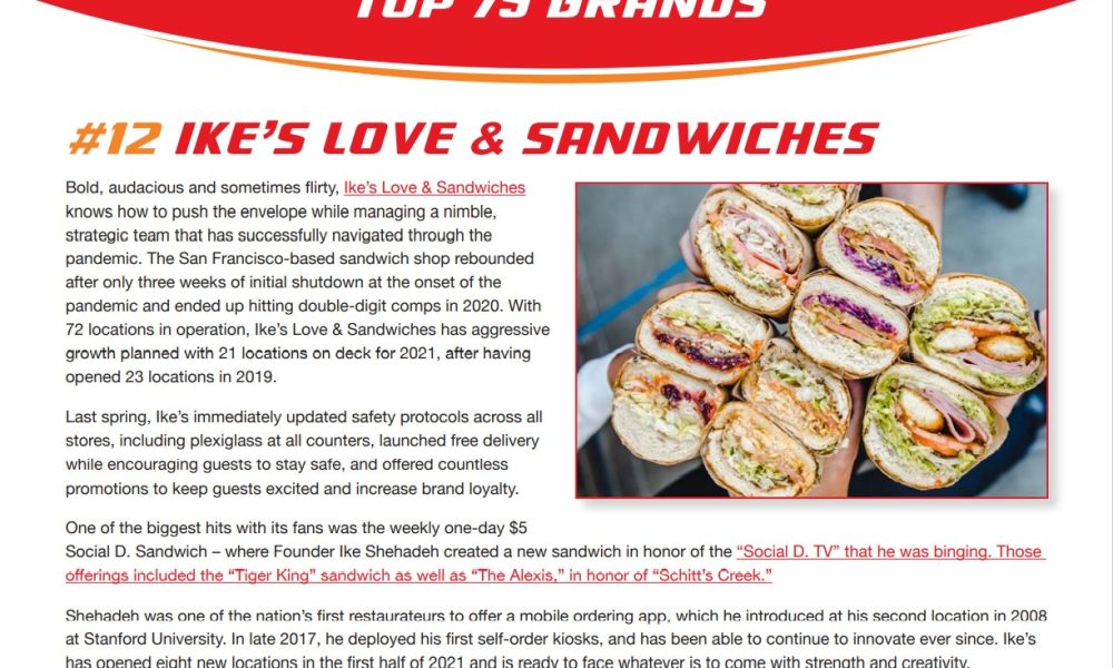 Ike's Love & Sandwiches named #12 by Fast Casual