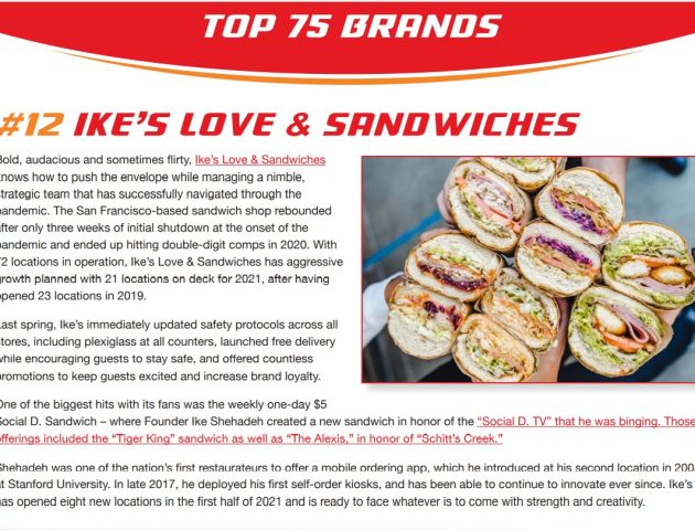 Ike's Love & Sandwiches named #12 by Fast Casual