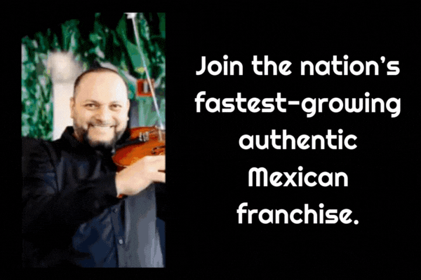 Image with GIF to the left and text that reads join the fastest-growing authentic Mexican franchise