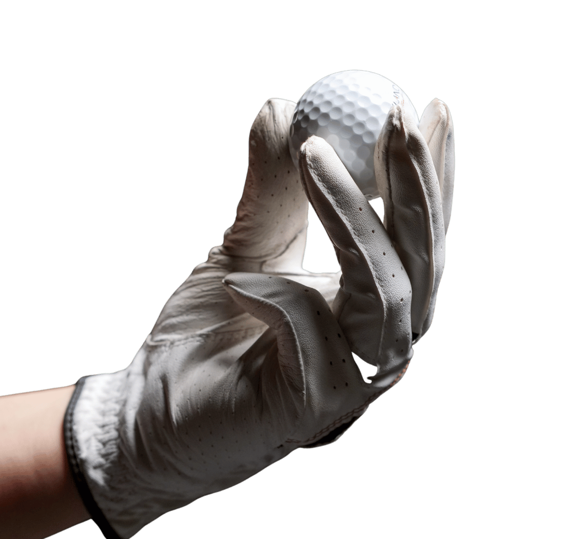 Hand holding a golf ball
