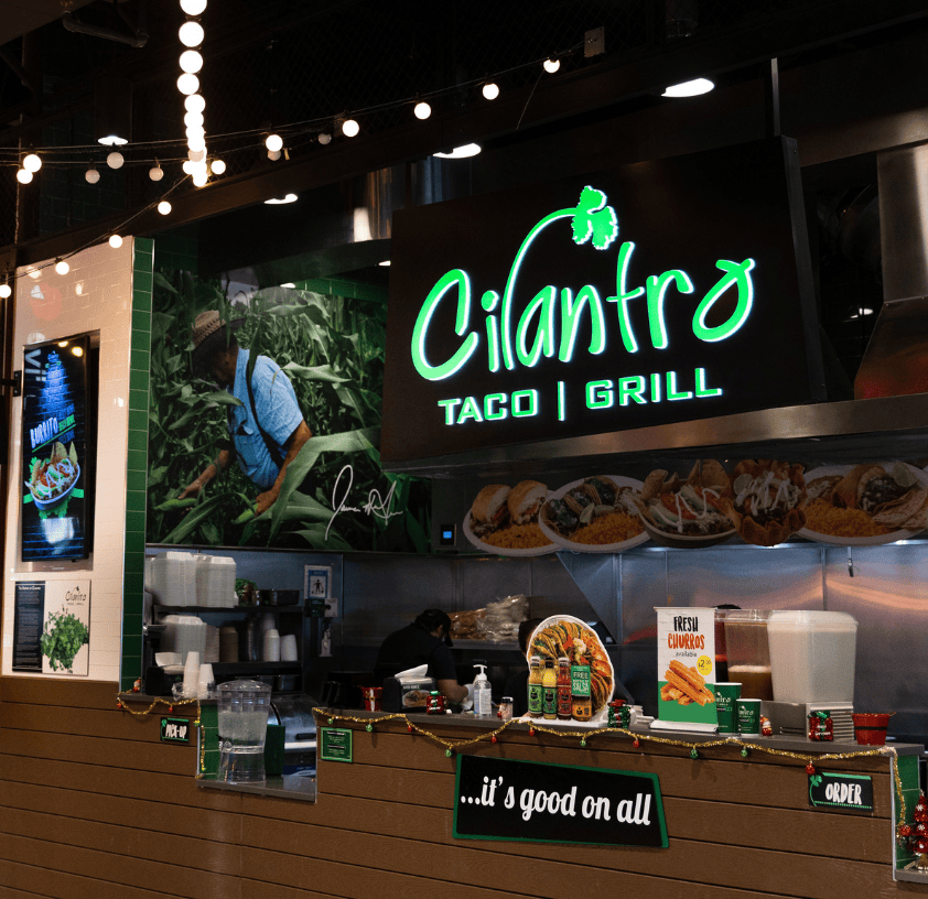 the inside of a cilantro taco grill one of the fastest-growing emerging brands partnered with fransmart