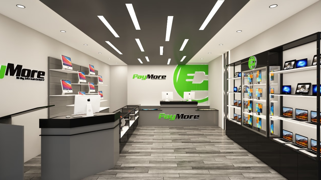 Rendering of the inside of a PayMore Canada location