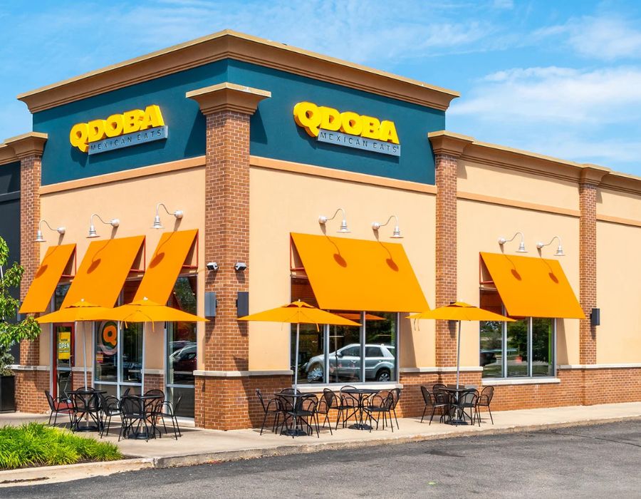 Photo of the outside of a QDOBA building